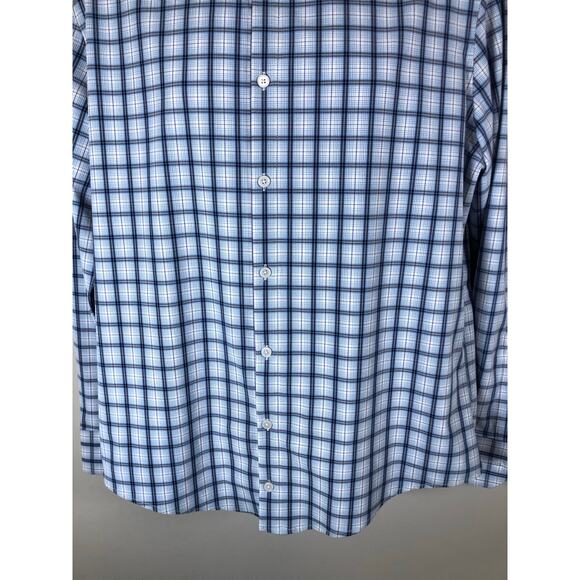 Mizzen + Main Men’s Long Sleeve Button Down Shirt Size L Blue And White Plaid - Picture 3 of 12